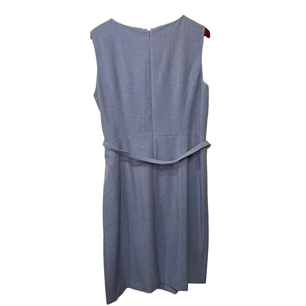 Nine West Sleeveless Sheath Dress With Fabric Belt Light Blue Size 16 Pre-owned - Picture 3 of 7